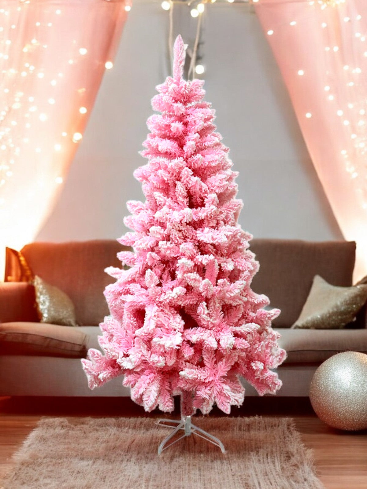 Árvore de Natal Rosa Flocada Pink Heaven 150cm