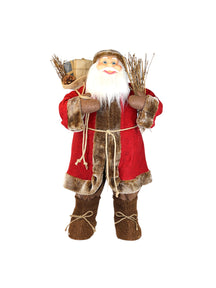 Papai Noel de 80cm - Vermelho e Marrom: Decoração Natalina Sofisticada