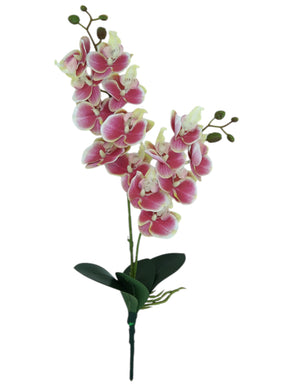 Haste Artificial de Orquídea 3D com Folha - 58 cm