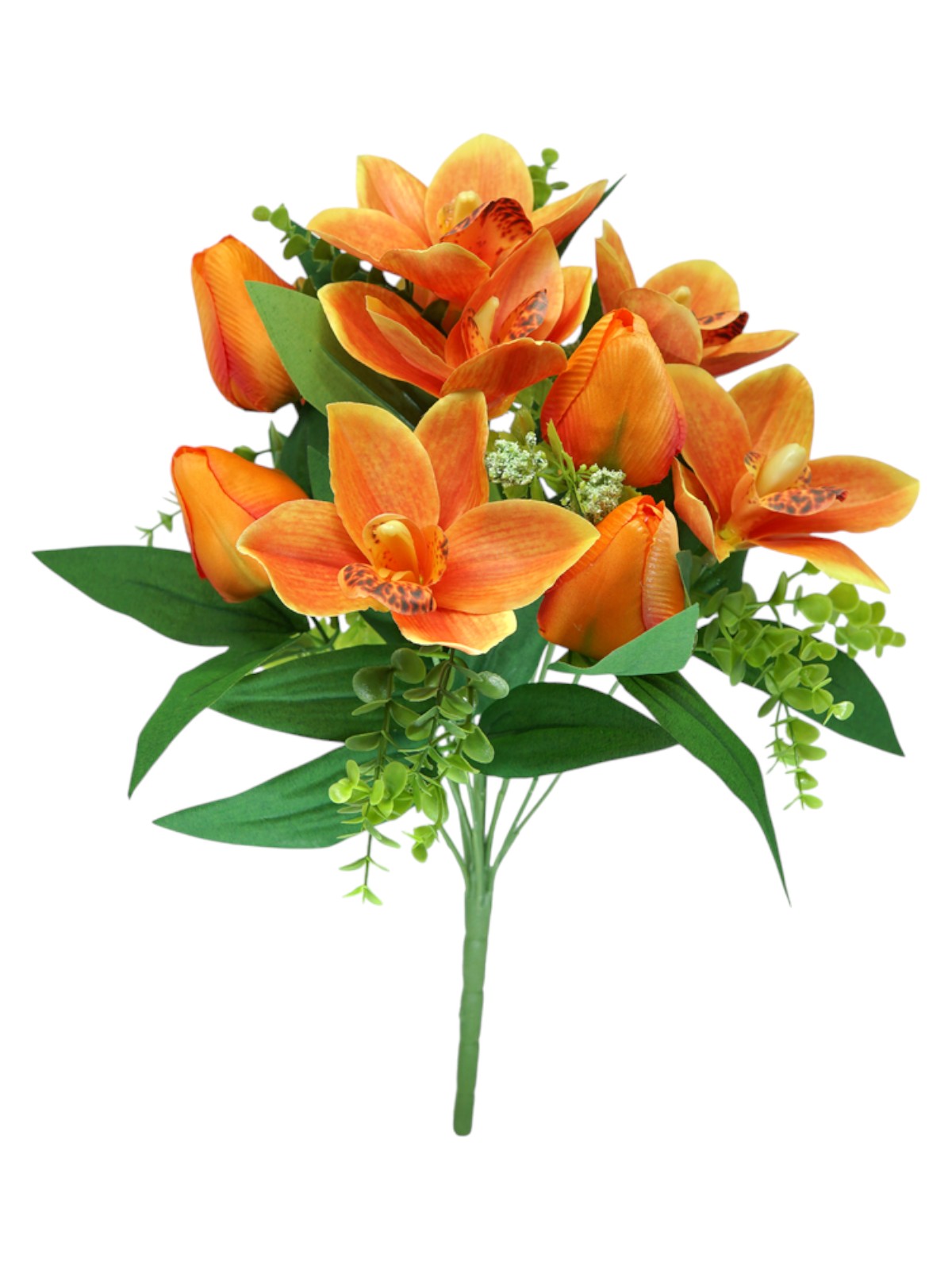 Buque Artificial Misto de Tulipas e Orquídeas 40cm  - Linha Premium