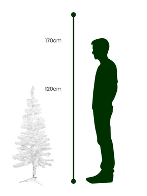 Árvore de Natal Branca 120cm com 100 Galhos e Base Plástica