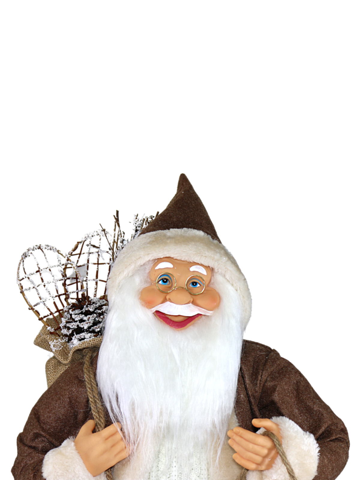 Papai Noel Decorativo 60cm - Tons de Marrom e Branco